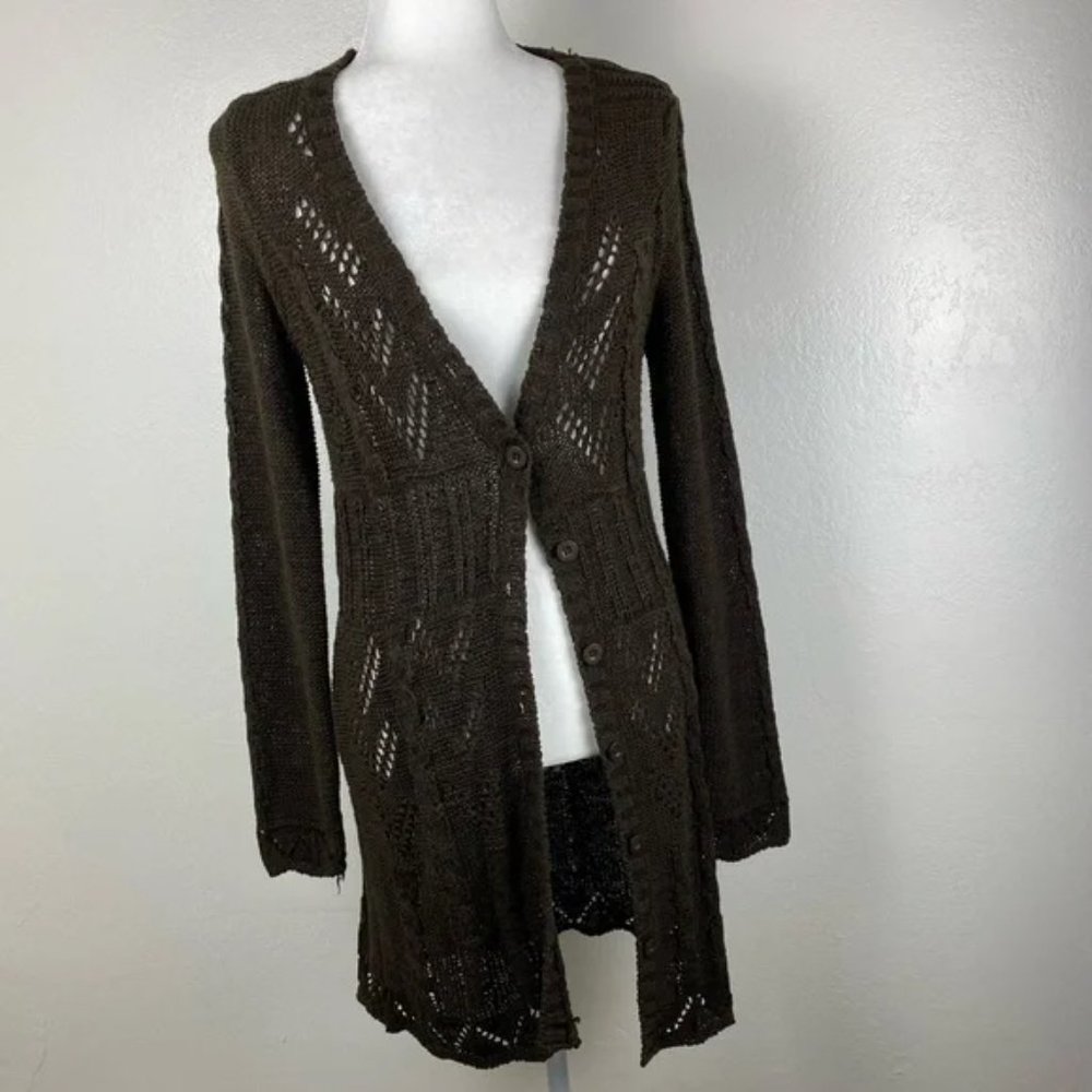 BCBGMAXAZRIA  brown Open Stitch Cardigan